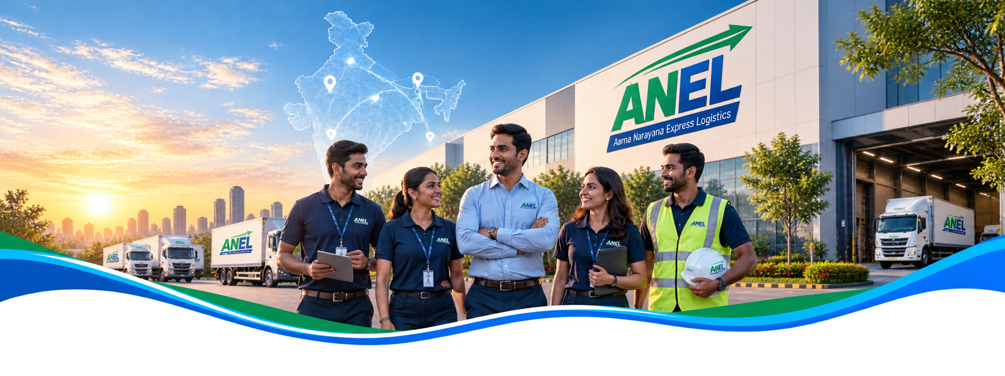 ANEL team outside a logistics facility